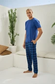 KLY Kısa Kollu Altı Kareli Capucina Rengi Yazlık Erkek Pijama Takımı - 2