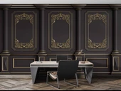 3 Boyutlu Siyah Panel Altın Motif Saray Duvar Kağıdı Baskı - 4