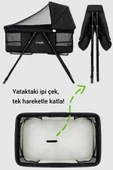 Agila Katlanır Bebek Beşiği, Portatif Beşik, Anne Yanı Bebek Beşiği - Siyah - 3