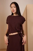 Acı Kahve Salaş Modal Dokuma Bluz thumbnail 2