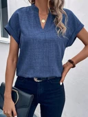 Kadın Kısa Kollu Hakim Yaka Sofya Bluz - 2