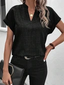 Kadın Kısa Kollu Hakim Yaka Sofya Bluz - 3