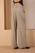 Açık Haki Kemerli Geniş Paça Pantolon - 5