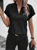 Kadın Kısa Kollu Hakim Yaka Sofya Bluz - 6