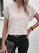 Kadın Kısa Kollu Hakim Yaka Sofya Bluz - 1