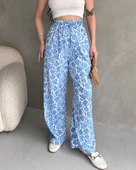 Kadın Yazlık Desenli Beli Lastikli Rahat Bürümcük Kadın Pantolon - 1