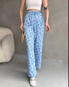 Kadın Yazlık Desenli Beli Lastikli Rahat Bürümcük Kadın Pantolon - 2