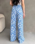 Kadın Yazlık Desenli Beli Lastikli Rahat Bürümcük Kadın Pantolon - 4