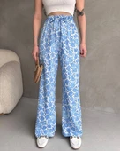 Kadın Yazlık Desenli Beli Lastikli Rahat Bürümcük Kadın Pantolon - 3