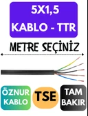 Öznur 5X1,5 TTR Kablo Metre Seçenekli (Siyah) - 1