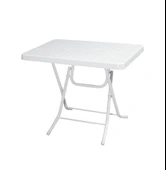 Omnipazar MT-GFM210 Picnic Plastik Dikdörtgen Katlanır Bahçe Balkon Masa 60x85 cm Beyaz - 1