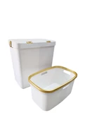 Gold Ikili Dokunmatik 80 Lt Çamaşır Sepeti+Çamaşır Selesi Çeyiz Seti-MT09 - 2