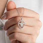 Vaoov 925 Ayar Gümüş Taşlı Kaplumbağa Kolye thumbnail 1