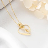 Vaoov 925 Ayar Gümüş Kalpli Sarılan Çİftler Kolye thumbnail 4
