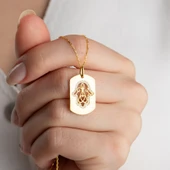 Vaoov 925 Ayar Gümüş Taşlı Fatmanın El Kolye thumbnail 3