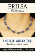 Sertifikalı Kırık Taşlı Model İnci – Angelit (Melek Taşı) Kolye - 1