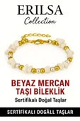 Sertifikalı Kırık Taşlı Model İnci – Beyaz Mercan Taşı Bileklik – Denge ve Canlılık Enerjisi - 1