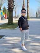 MODAVALS HAKİM YAKA KOL KATLAMALI BADİ & BELİ LASTİKLİ BAĞCIKLI CEPLİ ÇİZGİLİ PANTOLON & ZİNCİR AKSESUAR 3 PARÇA ERKEK ÇOCUK KETEN ALT ÜST TAKIM - 5