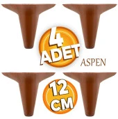 Aspen Lüx Mobilya Kanepe Sehpa Ünite Koltuk Ayağı Ahşap Desenli 12 cm Kahverengi Baza Ayak (4 ADET) - 1