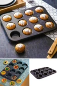 12 Bölmeli Metal Yapışmaz Muffin Kek Kalıbı - 1