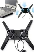 2 Fanlı Notebook Soğutucu Portatif Katlanabilir Laptop Soğutucu Fan Usbli Stand Bilgisayar Fanı - 1
