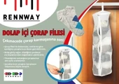 Dolap İçi Asılabilir Temiz Çorap Düzenleyici Çorap Filesi Askılık - 1