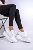 Beyaz Dolgu Topuklu Sneaker Bağcıklı Spor Ayakkabı - Pily - 1