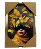 Duvar Tablo 22X32 Cm Kadın Ve Kelebekler 3 Boyutlu M4440-1 - 1