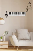 Galery Wood Müzik Ve Notalar Dekoratif Duvar Sticker, Sol Anahtarlı Müzik Notaları, Müzik Odası Dekorasyon(16Ad) - 1