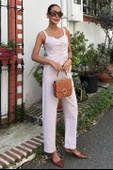 Kalın Askılı Bluz Pantolon Keten Takım 10187 - 8