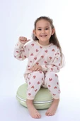 Minik Kalpler Desenli %100 Pamuk Kız Çocuk Pijama Takımı thumbnail 3