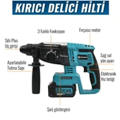 Prohummer PH252 Profesyonel Akülü Süper 5li Set Makina 88vf 5ah 125mm Avuç Taşlama, Sds Plus Kırıcı Delici Hilti, Somun Sıkma Sökme, Vidalama Matkap, Budama Testere - 3