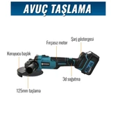 Prohummer PH252 Profesyonel Akülü Süper 5li Set Makina 88vf 5ah 125mm Avuç Taşlama, Sds Plus Kırıcı Delici Hilti, Somun Sıkma Sökme, Vidalama Matkap, Budama Testere - 4