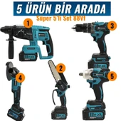 Prohummer PH252 Profesyonel Akülü Süper 5li Set Makina 88vf 5ah 125mm Avuç Taşlama, Sds Plus Kırıcı Delici Hilti, Somun Sıkma Sökme, Vidalama Matkap, Budama Testere - 2