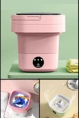 Tilbe Home Katlanır Mini Çamaşır Makinesi Pembe Taşınabilir Retro Silikon Çorap İç Çamaşırı Yıkayıcı 10 lt - 1