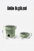 Tilbe Home Katlanır Mini Çamaşır Makinesi Yeşil Taşınabilir Retro Silikon Çorap İç Çamaşırı Yıkayıcı 10 lt - 5