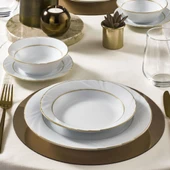 GÜRAL PORSELEN Soprano 26 Parça 6 Kişilik Yemek Takımı Altın Yaldız 23 thumbnail 1