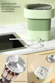 Tilbe Home Katlanır Mini Çamaşır Makinesi Yeşil Taşınabilir Retro Silikon Çorap İç Çamaşırı Yıkayıcı 10 lt - 2