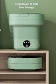 Tilbe Home Katlanır Mini Çamaşır Makinesi Yeşil Taşınabilir Retro Silikon Çorap İç Çamaşırı Yıkayıcı 10 lt - 4