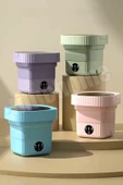 Tilbe Home Katlanır Mini Çamaşır Makinesi Yeşil Taşınabilir Retro Silikon Çorap İç Çamaşırı Yıkayıcı 10 lt - 6