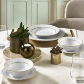 GÜRAL PORSELEN Soprano 26 Parça 6 Kişilik Yemek Takımı Altın Yaldız 23 thumbnail 2