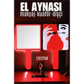 Modacar El Aynası Makyaj Aynası Kuaför Dişçi Güzellik Merkezi Aynası KIRMIZI - 1