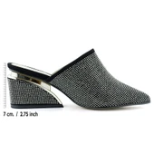 Erkan Saçmacı Silvia Platin Taşlı Metal Topuk Detaylı Abiye Terlik - 2