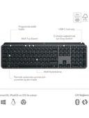 Logitech MX Keys S Gelişmiş Aydınlatmalı Tam Boyutlu Kablosuz Türkçe Q Klavye - Siyah - 6