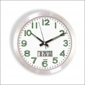 Termometreli Fosforlu Aluminyum Çerçeveli Duvar Saati thumbnail 1