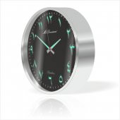 Metalik Çerçeve Siyah Zemin Arapça Farsça Fosforlu Duvar Saati thumbnail 1