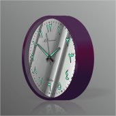 Mor Çerçeve Beyaz Zemin 22cm Arapça Farsça Fosforlu Duvar Saati thumbnail 3