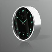 Beyaz Çerçeve Siyah Zemin 22cm Arapça Farsça Fosforlu Duvar Saati thumbnail 3