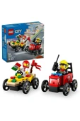 ® City Pizza Arabası İtfaiye Kamyonuna Karşı Yarış Arabası Paketi 60458- 5+ Oyuncak Seti (70 Pr) - 1