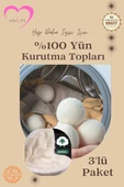 adeLife® % 100 Yün, Çamaşır Kurutma Topları (3'lü Paket)+Keten Saklama Torbası - 1